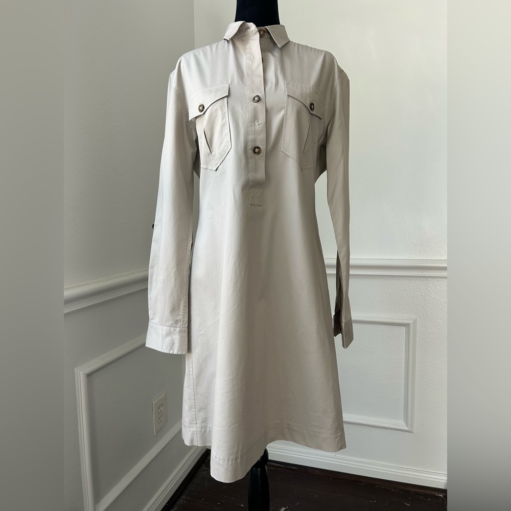 Claridge + King Safari Cream Shirt Dress, Size M